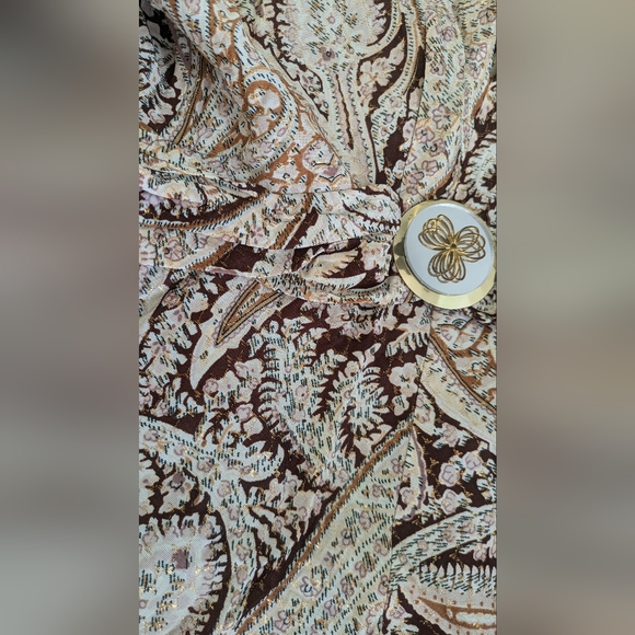 Beautiful 1970's Lurex Paisley Floral Hostess Maxi Dress - Picture 12 of 15